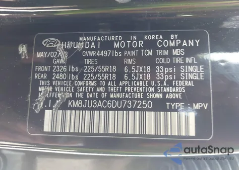 2013 Hyundai Tucson Limited z USA, uszkodzony, nr VIN KM8JU3AC6DU737250